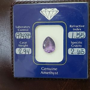 Certified Amethyst pear shaped stone